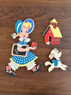 1950’s Vintage Mother Goose Pin-up wall hanging  - Mary had a little lamb